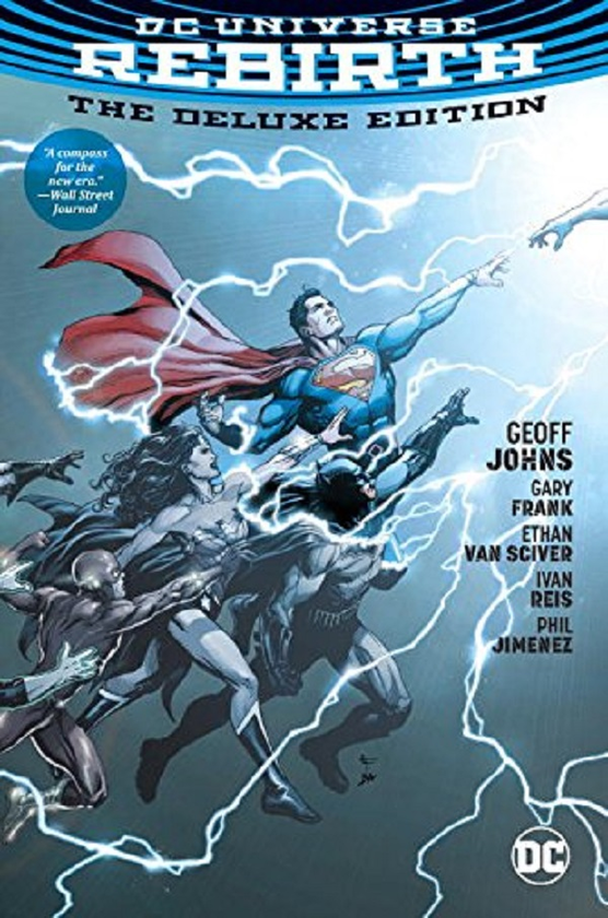 «DC Universe: Rebirth Deluxe Edition» – ДЖЕФФРІЙ ДЖОНС

У виданні «DC Universe: Rebirth Deluxe Edition» головним автором є ДЖЕФФРІЙ ДЖОНС, який написав сценарій. Ілюстраціями займалися ҐЕЙРІ ФРЕНК, ІТАН ВАН СКАЙВЕР, ІВАН РЕЙС та ФІЛ ДЖІМЕНЕЗ .